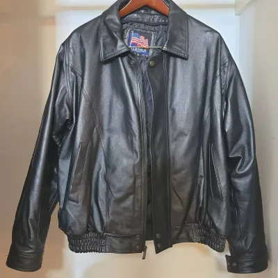 Black Leather USA Jacket 