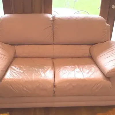 Mauve Faux Leather Loveseat 