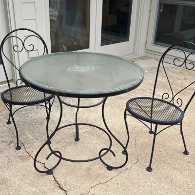 Black Wrought Iron Patio Bistro Set 