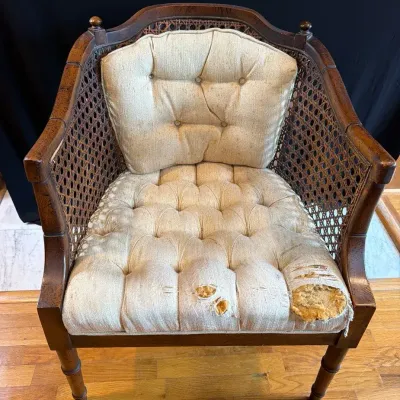 Cane Barrel Back Accent Chair