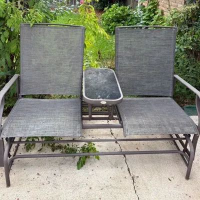 Gray 2 Seat Outdoor Metal Bench