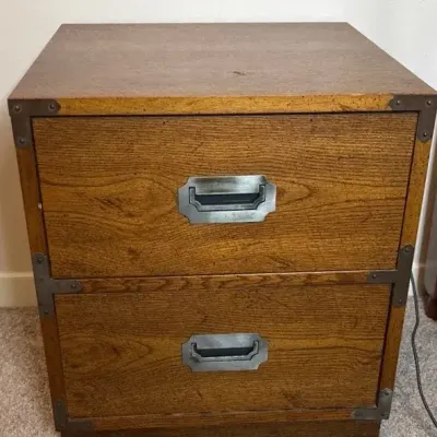 Vintage Mid-century Campaign-style Nightstand