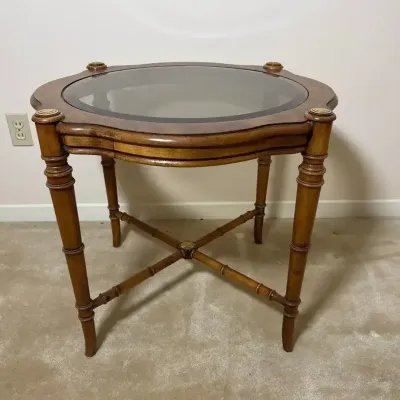 Wood And Glass Side Table -1