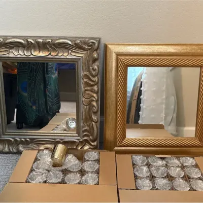 Gold Decor - 2 Square Wall Mirrors + 36 Votive Candle Holders