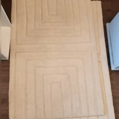 2 Cream Patterned Rachel Zoe Rugs - 2.6" X 4', Wool & Cotton, Made in India