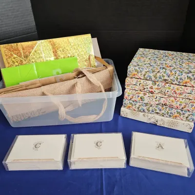 Large Boxes Italian Stationary & More - 2 Sizes, Gift Bags, Tote, Monogram "C", "A"
