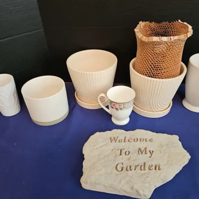 Welcome To My Garden Rock - 5 Ceramic Plant Pots, Gracie Bone China Teacup