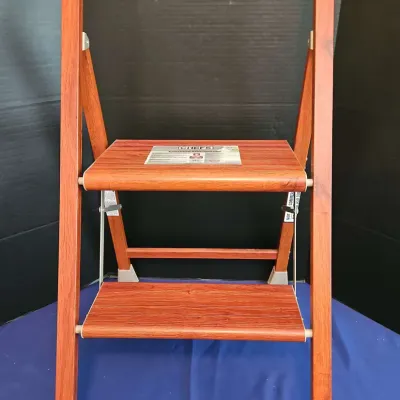 CHEFS Metal Wood Look Folding Step Stool 200lb Load