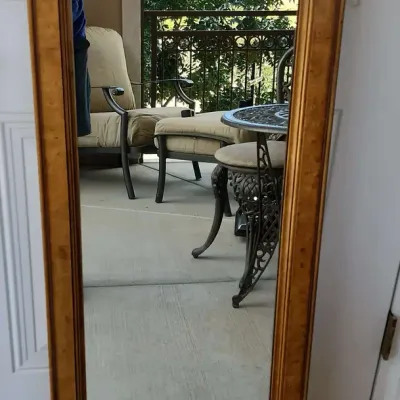 Large Vintage Wood Framed Wall Mirror - Heavy, 4 Ft Tall X 18" Wide X 1-1/2" Deep, Detailed Frame
