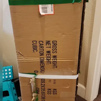 White Flocked Faux Christmas Tree In Box - Timer, Size Unknown, Estimated Less Than 6 Ft Tall