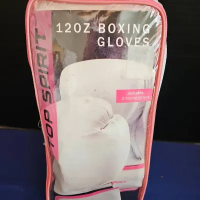 Top Spirit 12oz Boxing Gloves White Pink Pair In Bag
