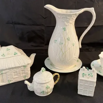  Vintage Belleek-Style Irish Shamrock Porcelain Collection 