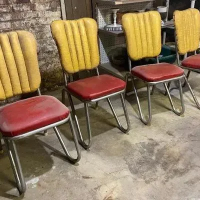 Sale Photo Thumbnail #57: Chrome Formica top Kitchen table and (4) chairs