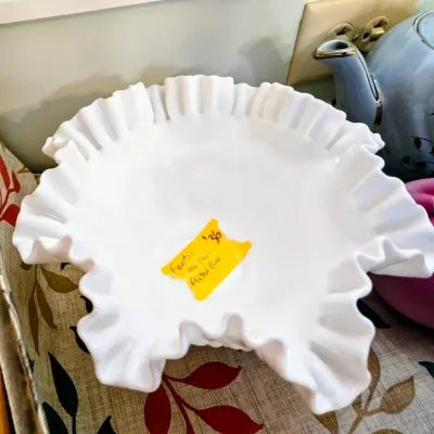 Vintage Hobmale Fluted Milk Glass Bowl 