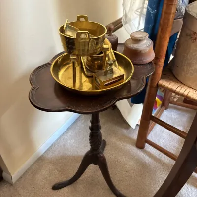 Brass decor; elegant side table