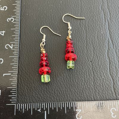 Sale Photo Thumbnail #160: Glass Christmas fashion earrings 
Please see attached pictures