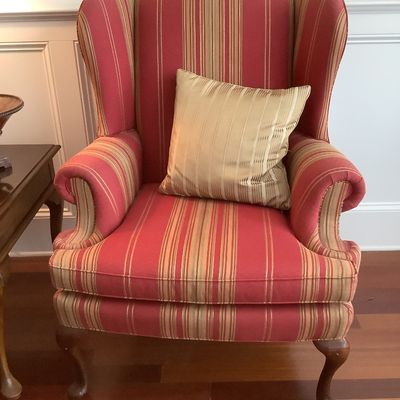 Sale Photo Thumbnail #110: $175 Sherrill wing back chair 46"H 33"W 35"depth