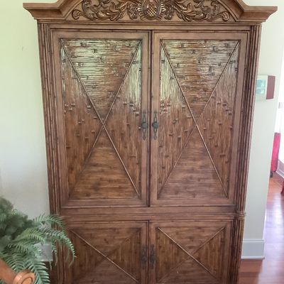 Sale Photo Thumbnail #135: $280 Broyhill bamboo cabinet 92"H 54"W 27"depth