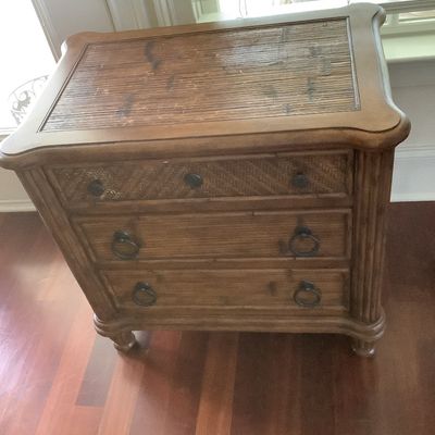Sale Photo Thumbnail #126: $115 Broyhill bamboo 3 drawer chest 26"H 28"W 18"depth