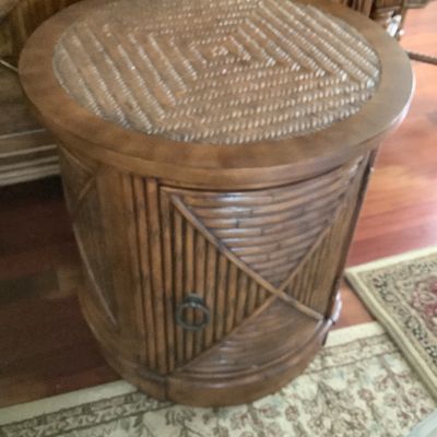 Sale Photo Thumbnail #132: $125 bamboo round end table 24"H 24"diameter