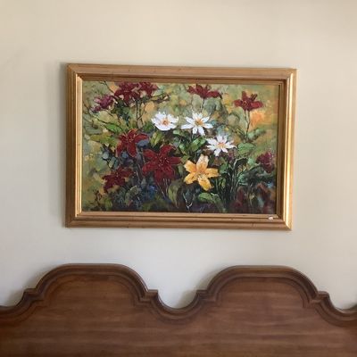 Sale Photo Thumbnail #68: $80 gold frame with flowers 30"H 42"W 