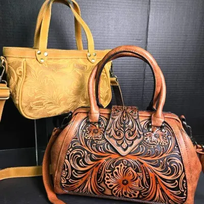 Western Floral Tooled Leather Crossbody Handbags (2)