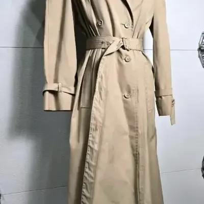Vintage London Fog Maincoats Double Breasted Trench Coat Plaid Lined: Size 8