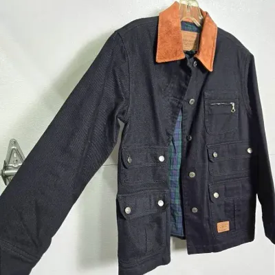 Lauren Jeans Co. Ralph Lauren Barn Jacket with Suede Collar: Size P/P