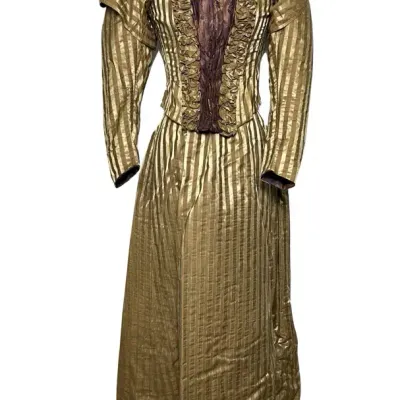 Antique 19th Century Victorian Striped Bodice & Skirt