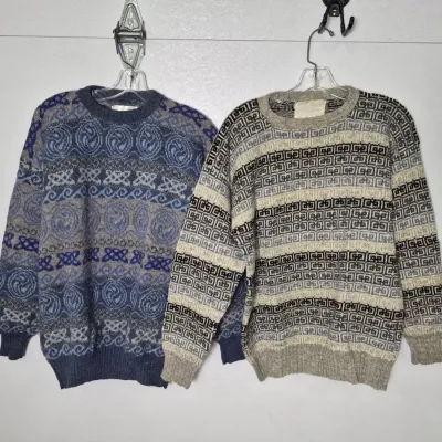Vintage Anne Marie James “Book of Kells” Pure Shetland Sweaters (2) Size L