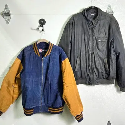 VTG Members Only Racer Jacket & Free Country Suede Bomber: Size L