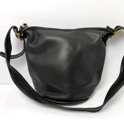Vintage Coach Black Leather Bucket Bag 