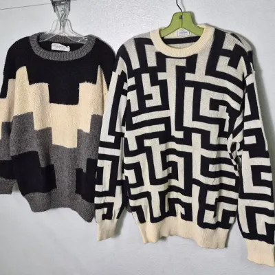 VTG Valentino & Peruvian Classics Geometric Sweaters: Alpaca & Cotton, Size M