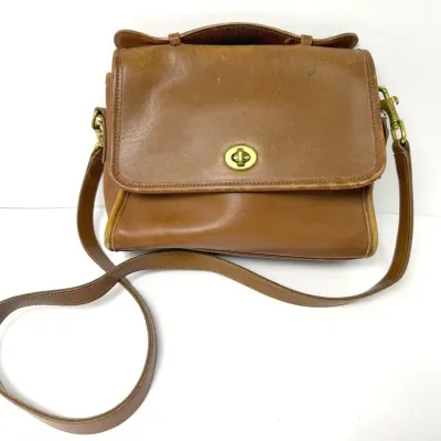 Vintage Coach Cognac Leather Crossbody Shoulder Bag
