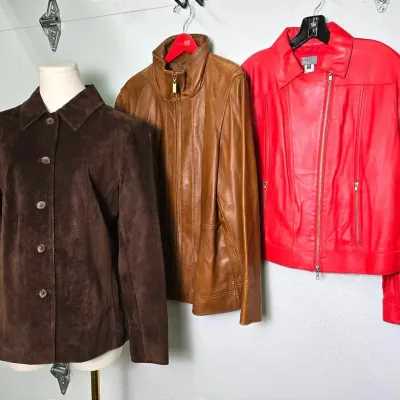 Leather Ellen Tracy, ADEC & Kate Hill Jackets (3): Size 10, L