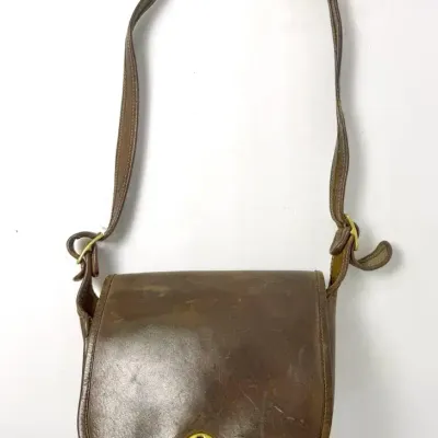 Vintage Coach Dark-Brown Leather Crossbody Shoulder Bag