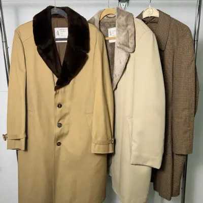 Vintage London Fog Men’s Coats: Houndstooth & Faux Fur Collar/Lined (40S-42R) 