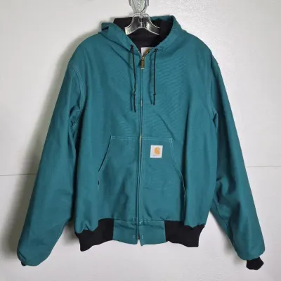 Vintage Carhartt J03 AQU Active Jacket: Hooded, Thermal Lined, Size L