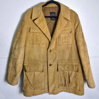 Vintage Peters Sportswear Corduroy Hunting Jacket: Quilted Lined, Size 40