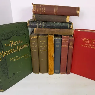 Antique Books on Science & Geography Including "History of Creation" by Haeckel Vols I & II
