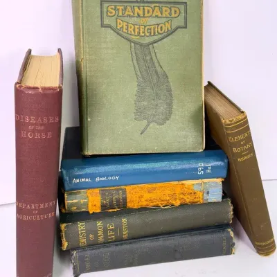 Antique Books on Zoology & Biology Including "Standard of Perfection" Poultry Book 1923