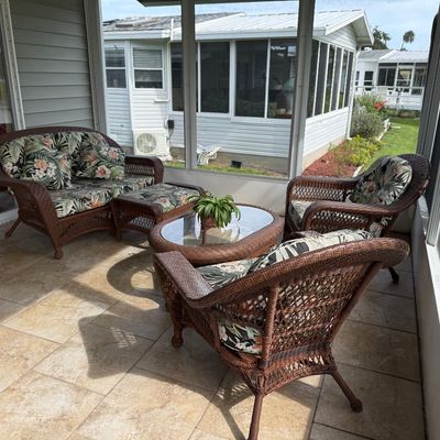 Sale Photo Thumbnail #8: Set includes love seat, ottoman, 2 chairs, coffee table