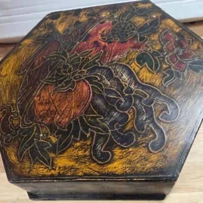 Decorative Octagonal Wooden Storage Box 