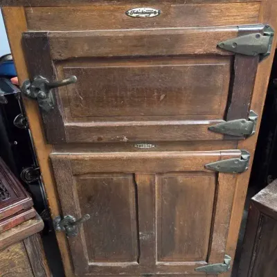 Antique Wooden Icebox Refrigerator