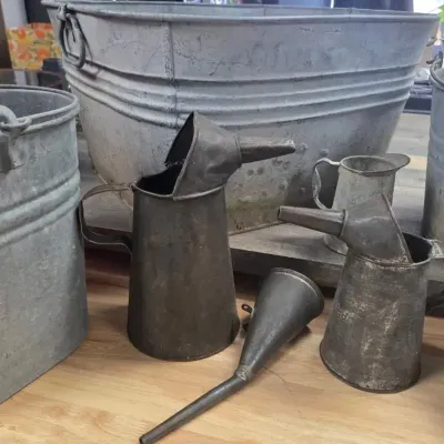Collection of Vintage Galvanized Metal Items