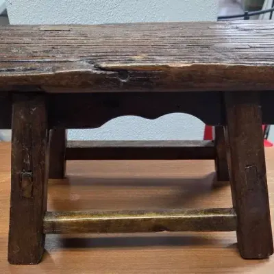 Antique Primitive Wooden Footstool 