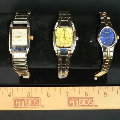 Armitron Now Two-tone Watch With Crystal Accents, Vintage Pulsar With Blue Face, Vtg Vivani Watch