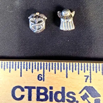 Retired 925 Silver Pandora Two-tone "Life Saver" Charm 3.52g And Pandora "Angel Of Hope" Charm 3.5g