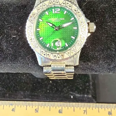 Stührling Original La Femme Regatta with a Green Dial stainless bracelet Diamond Accents