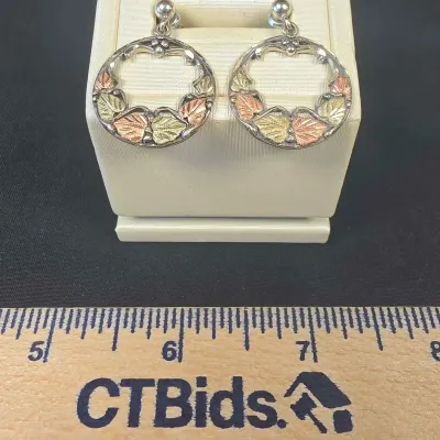 Black Hills Gold 12k Rose & Green Gold Accent Trim On Sterling Silver 